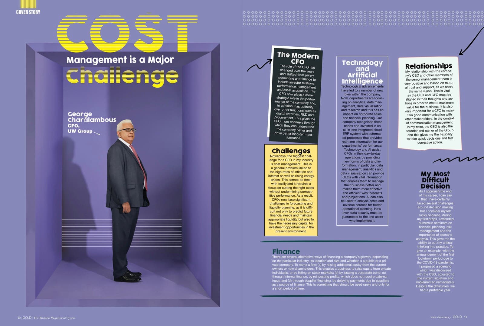 Editorial Photography – GOLD Magazine Issue 217 – Hail to the Chief Financial Officer